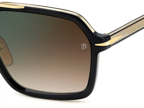 David Beckham DB 7128/S Black Gold/ Brown Shaded Green Mirror