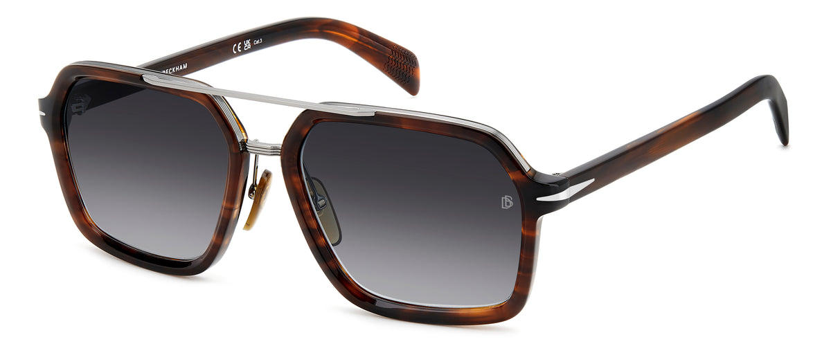 David Beckham DB 7128/S Brown Horn Ruthenium/ Dark Grey Shaded