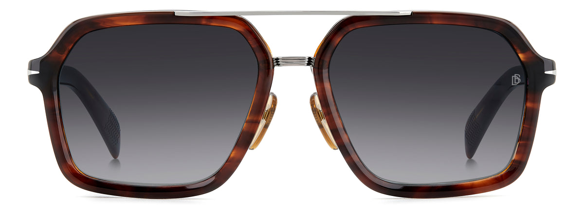 David Beckham DB 7128/S Brown Horn Ruthenium/ Dark Grey Shaded
