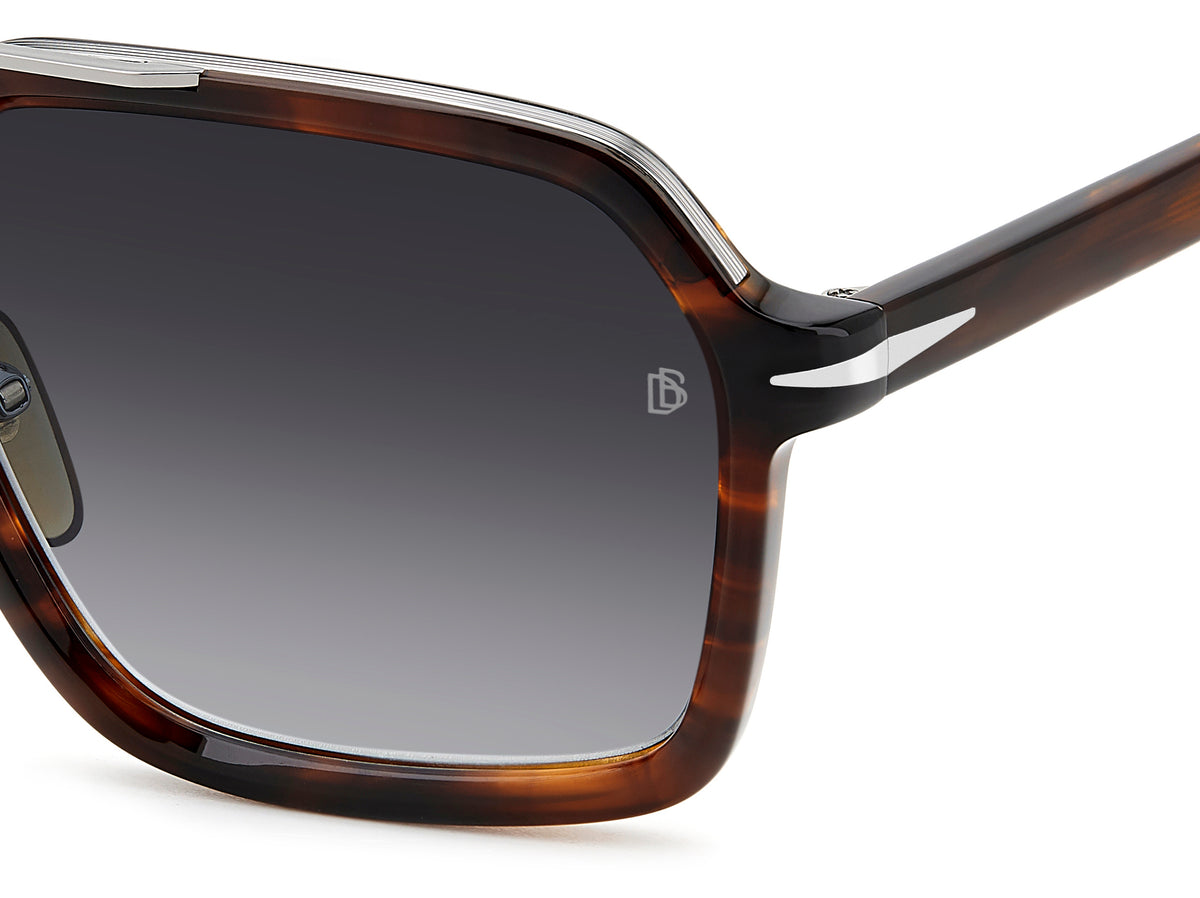 David Beckham DB 7128/S Brown Horn Ruthenium/ Dark Grey Shaded