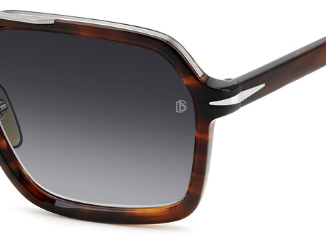 David Beckham DB 7128/S Brown Horn Ruthenium/ Dark Grey Shaded