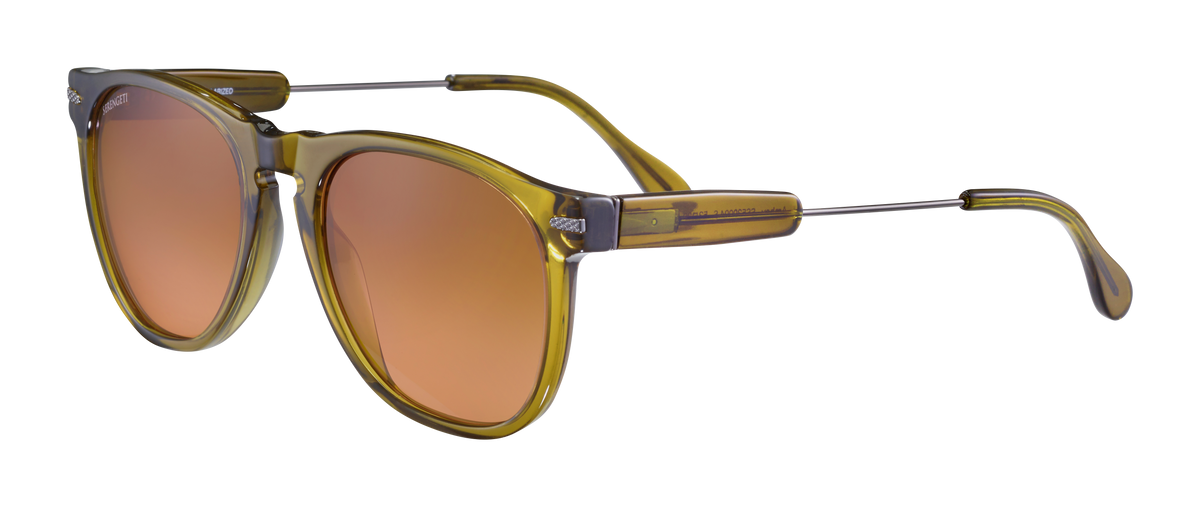 Serengeti Amboy  SS530004 Shiny Gunmetal Olive Trans 52 / Acetate