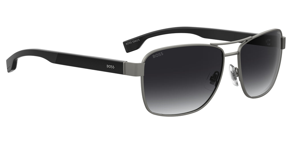 Hugo Boss BOSS 1240/S Matte Dark Ruthenium/ Grey Shaded Polarized 60 / Plastic / Metal