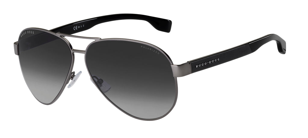 BOSS 1241/S R80 63 WJ Matte Dark Ruthenium 
Grey Gradient Polarised Lenses
