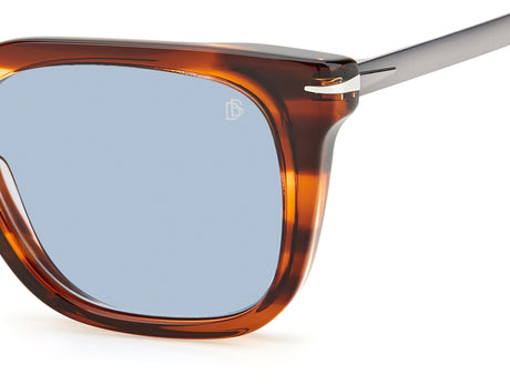 David Beckham DB 7047/S Brown Horn Ruthenium/ Blue Lens