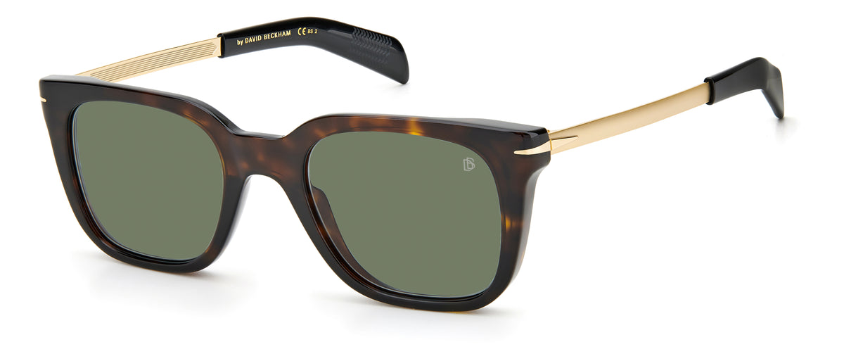 David Beckham DB 7047/S Dark Havana Gold/ Green Lens