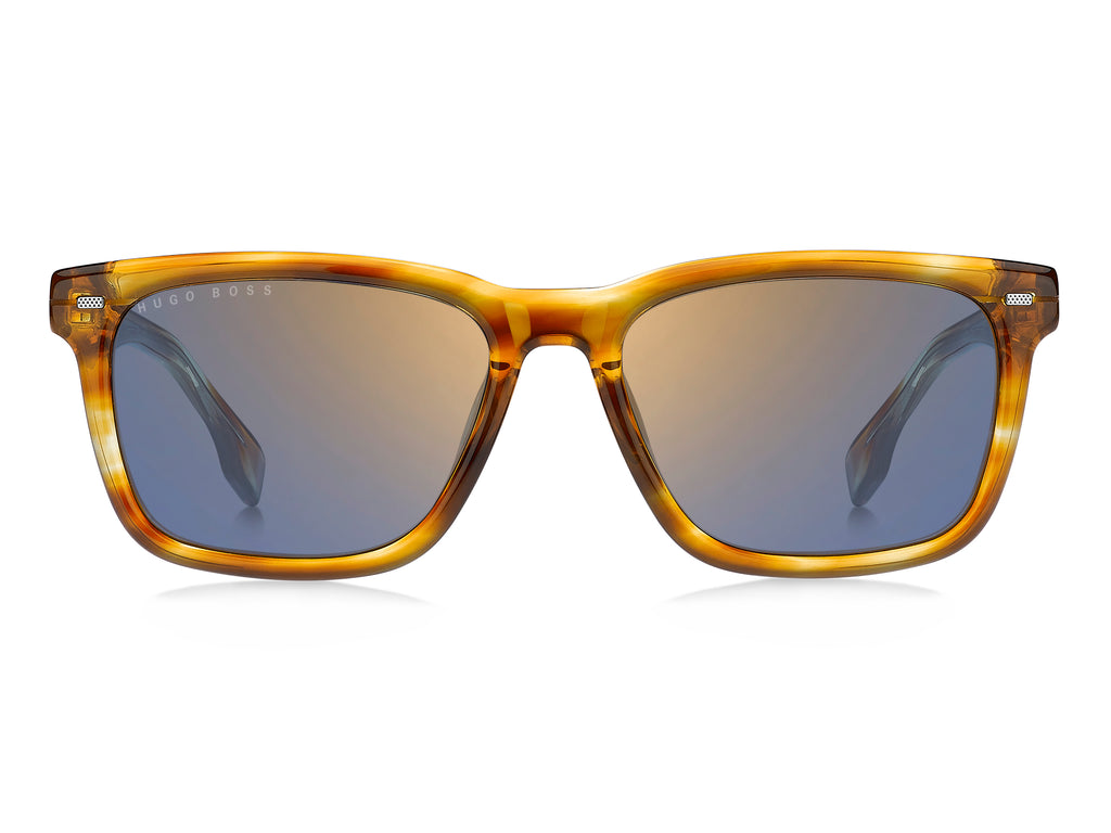 BOSS 1318/S Striped Brown Ruthenium/ Gold Mirror 55 / Plastic / Acetate
