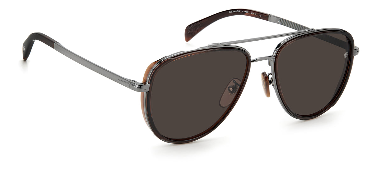 David Beckham DB 7068/G/S Dark Ruthenium Brown/ Grey Lens