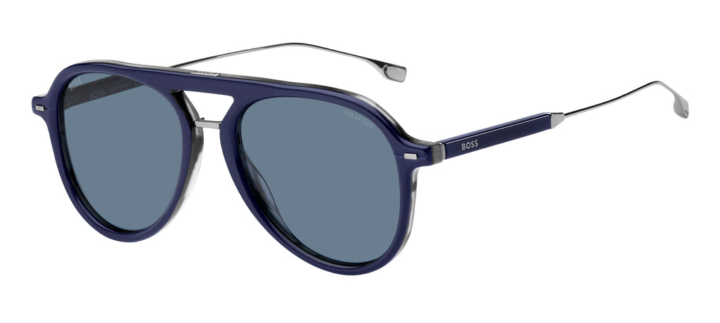 Hugo Boss BOSS 1356/S Blue Striped Grey/ Blue High Contrast Polarized Antireflex