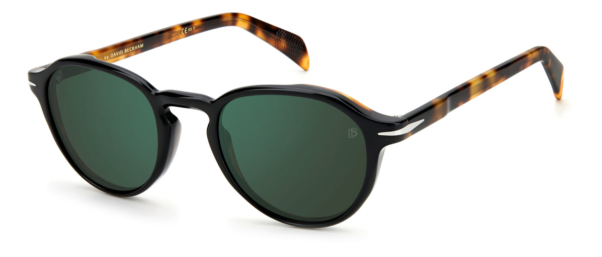 David Beckham DB 7078/S WR7 MT 50 Black Havana / Green Mirror Lenses