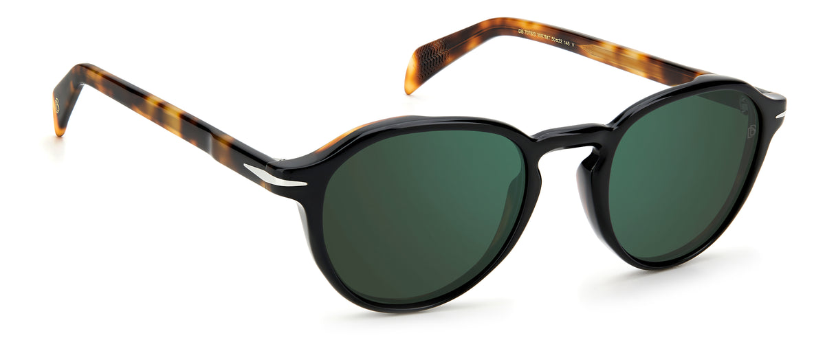 David Beckham DB 7078/S WR7 MT 50 Black Havana / Green Mirror Lenses