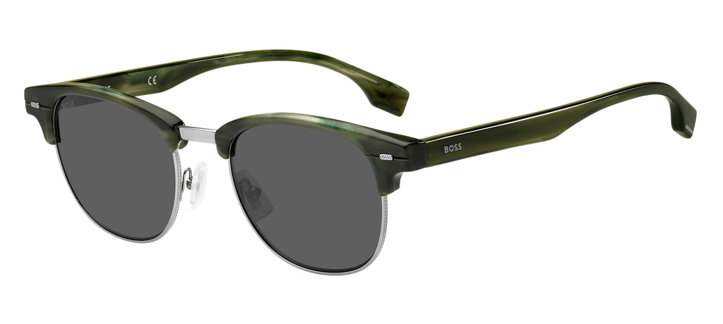 BOSS 1381/S XYG IR 50 Ruthenium Green Horn 
Grey Lenses
