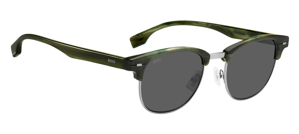 BOSS 1381/S XYG IR 50 Ruthenium Green Horn 
Grey Lenses