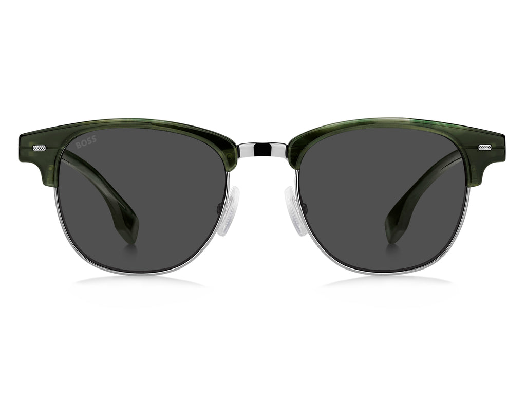 BOSS 1381/S XYG IR 50 Ruthenium Green Horn 
Grey Lenses