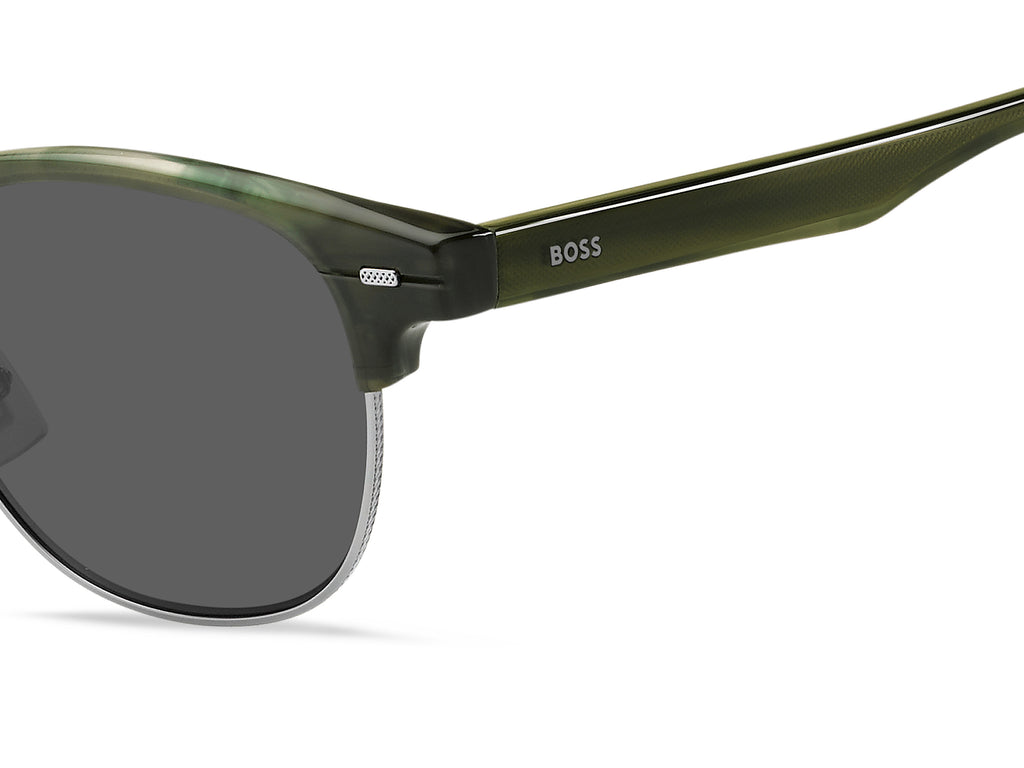 BOSS 1381/S XYG IR 50 Ruthenium Green Horn 
Grey Lenses