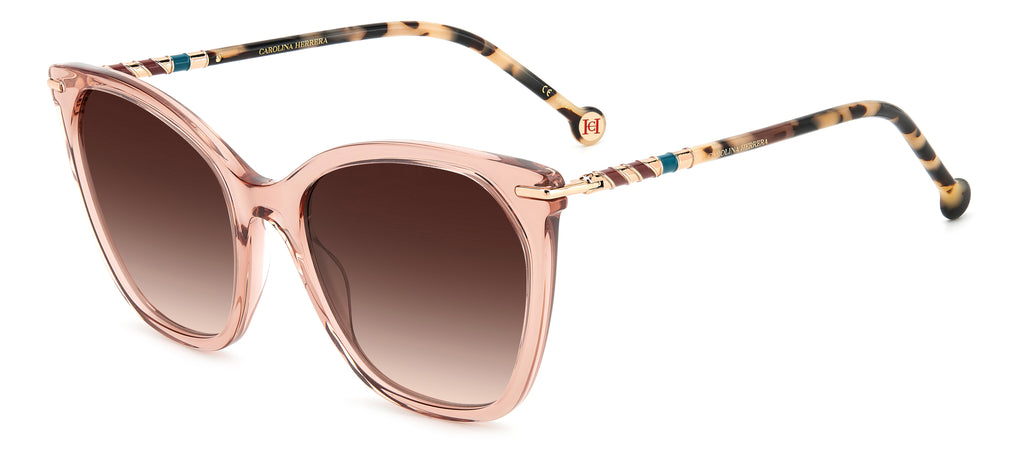 Carolina Herrera HER 0091/S Peach Havana/ Brown Shaded Lens 56 / Plastic / Acetate