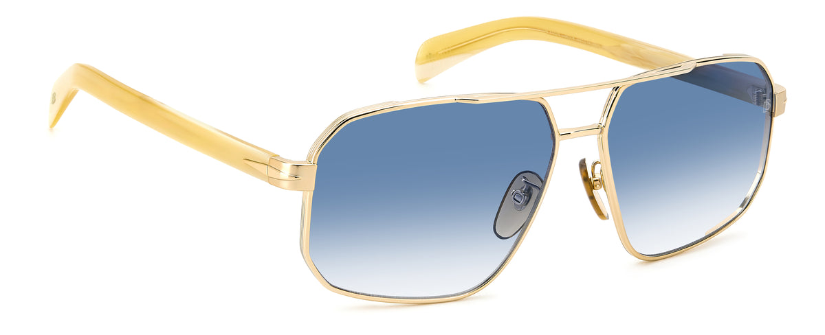 David Beckham DB 7102/S Striped Beige Gold/ Blue Lens