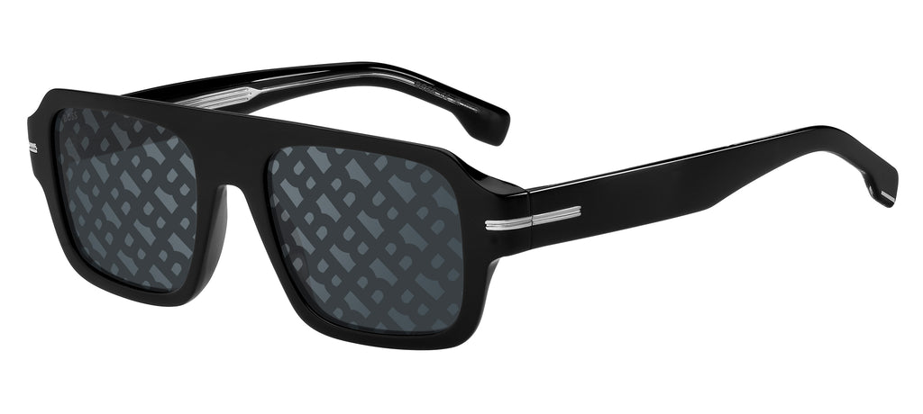 BOSS 1595/S Black/ Grey Top Linear Mirror Silver