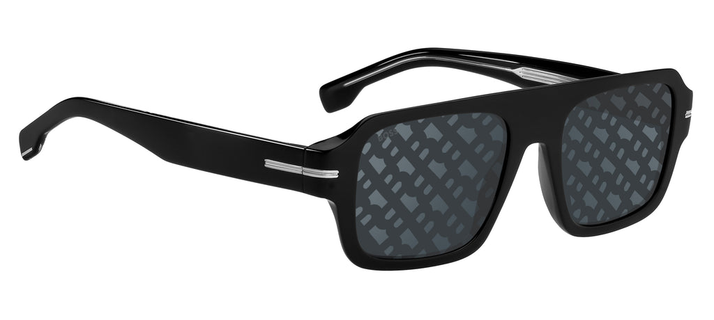 BOSS 1595/S Black/ Grey Top Linear Mirror Silver