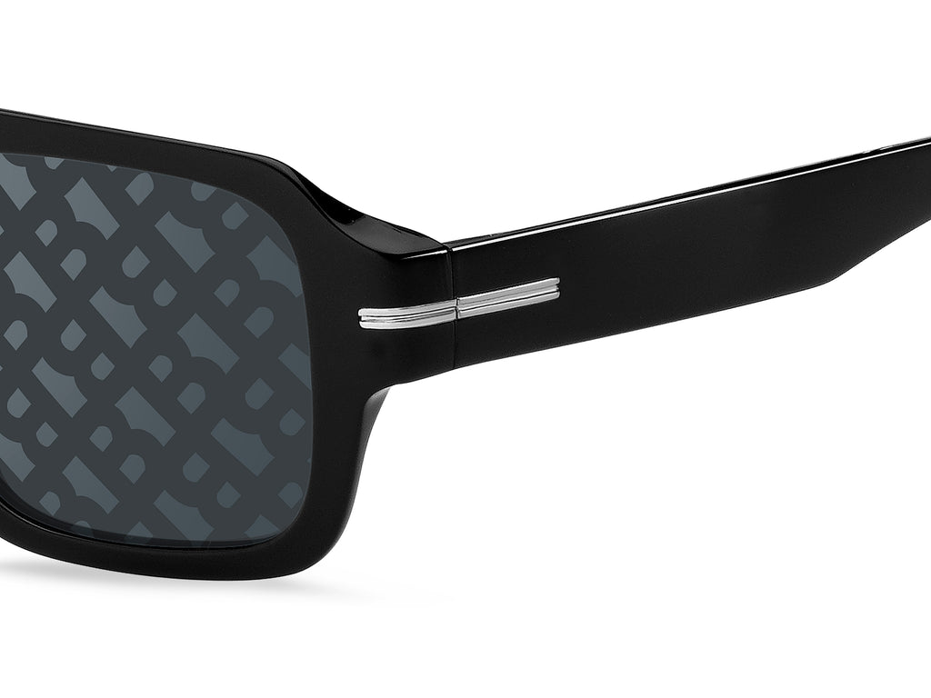 BOSS 1595/S Black/ Grey Top Linear Mirror Silver