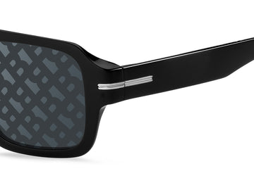 BOSS 1595/S Black/ Grey Top Linear Mirror Silver