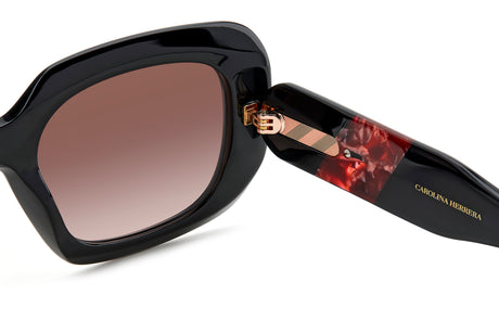 Carolina Herrera HER 0186/S Black Burgundy/ Brown Shaded Lens