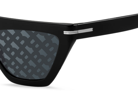 BOSS 1609/S Black/ Grey Top Linear Mirror Silver
