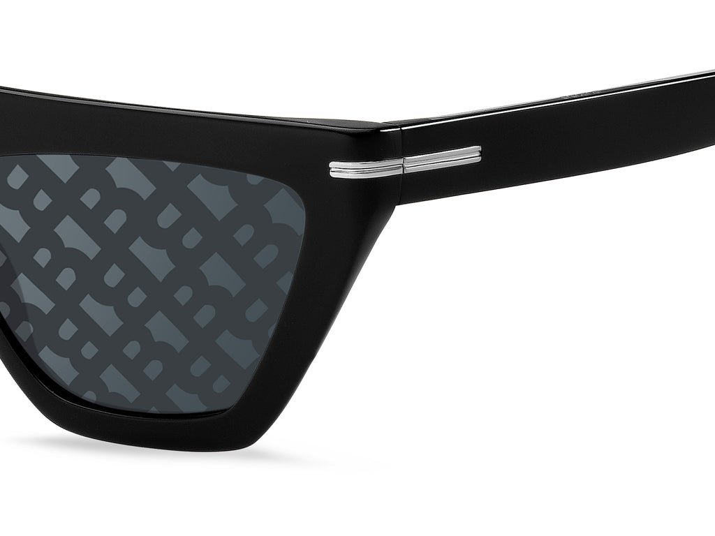 BOSS 1609/S Black/ Grey Top Linear Mirror Silver