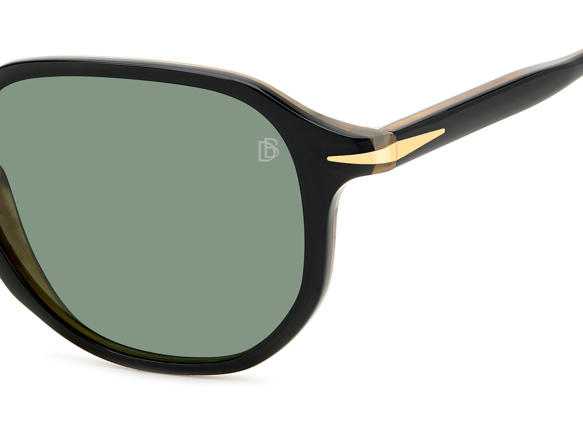 David Beckham DB 1140/S Black Striped Brown/ Green Lens