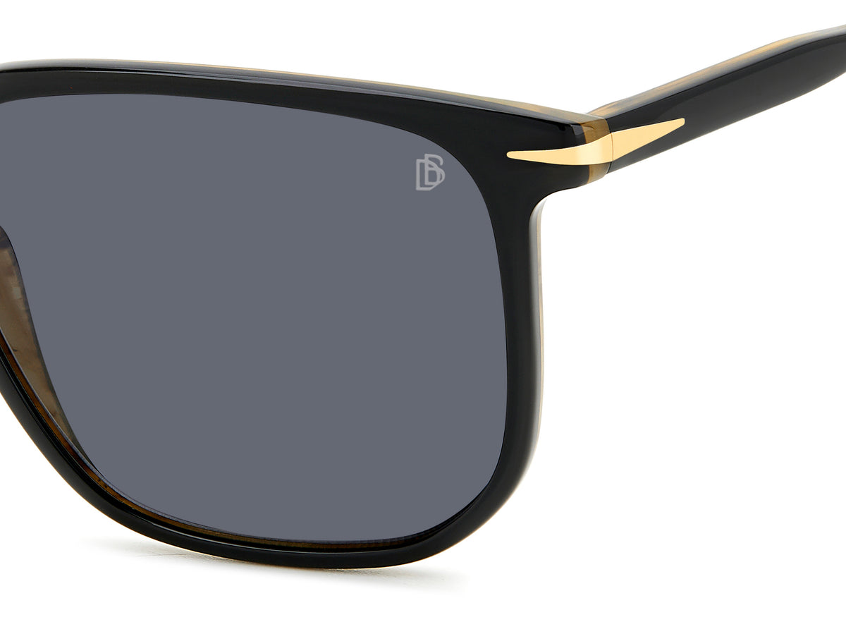 David Beckham DB 1141/S Black Striped Brown/ Grey Lens Polarised