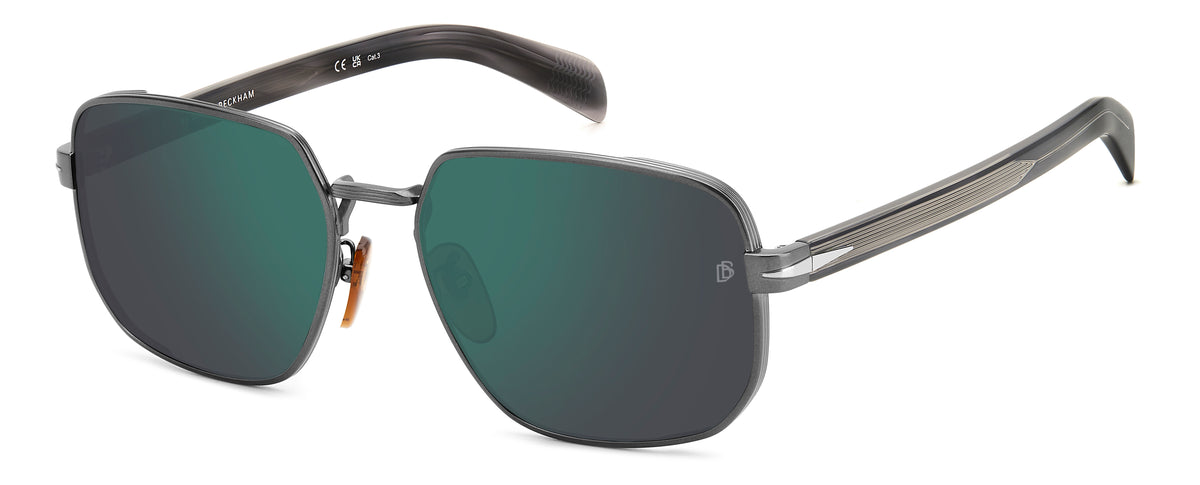 David Beckham DB 7121/G/S Matte Dark Ruthenium Horn/ Green Lens