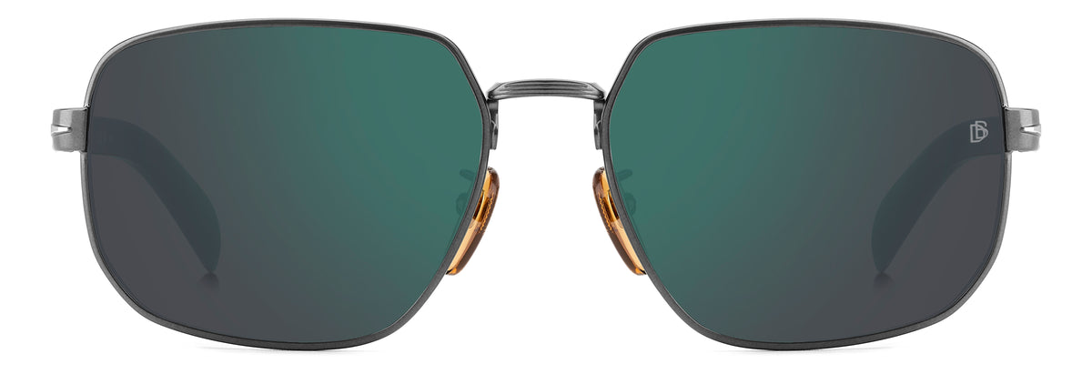 David Beckham DB 7121/G/S Matte Dark Ruthenium Horn/ Green Lens