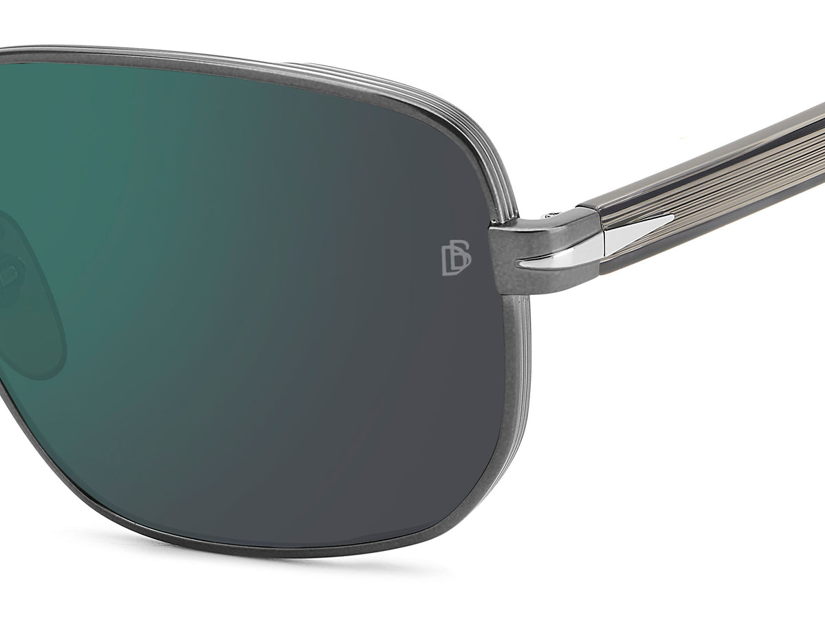 David Beckham DB 7121/G/S Matte Dark Ruthenium Horn/ Green Lens