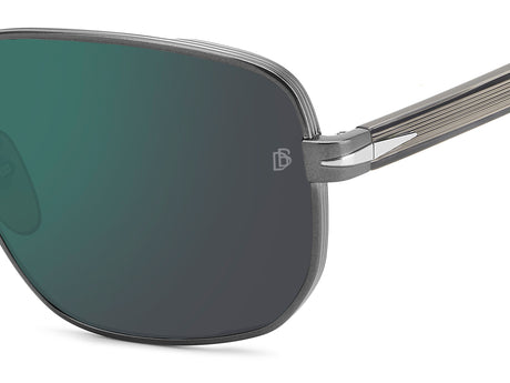 David Beckham DB 7121/G/S Matte Dark Ruthenium Horn/ Green Lens