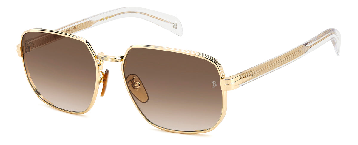 David Beckham DB 7121/G/S Gold Crystal/ Brown Lens