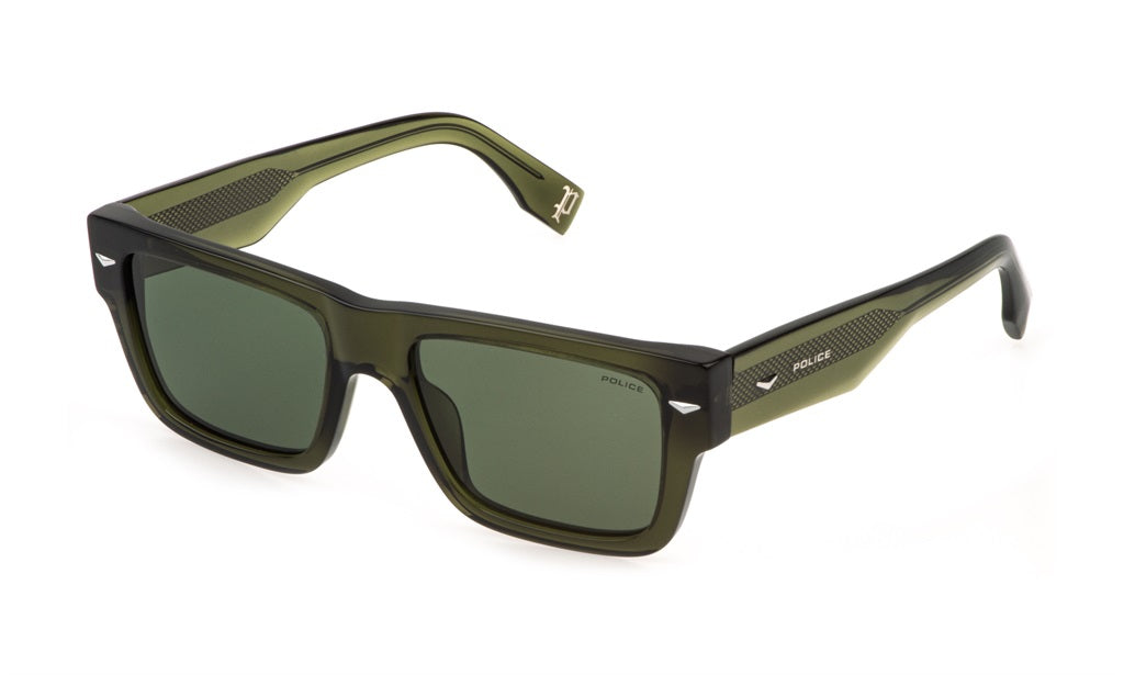 Police SPLQ87E5402GN Shiny Transp.Green/ Green - Blue Star Eyewear