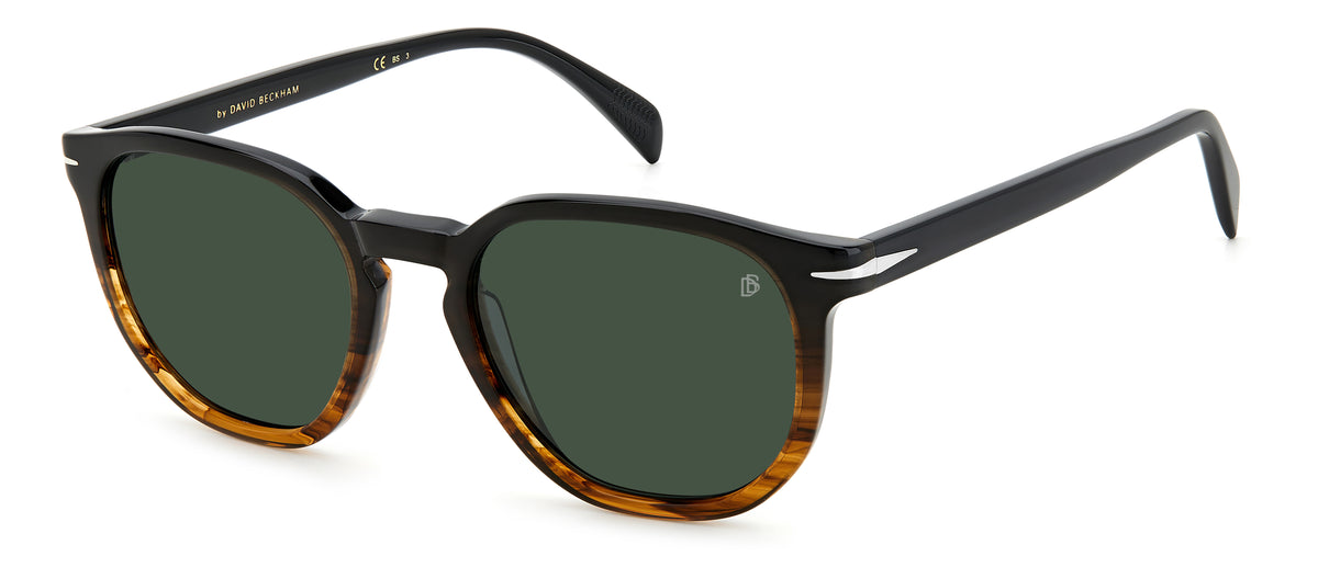 David Beckham DB 1099/S Brown Striped Havana/ Green Lens