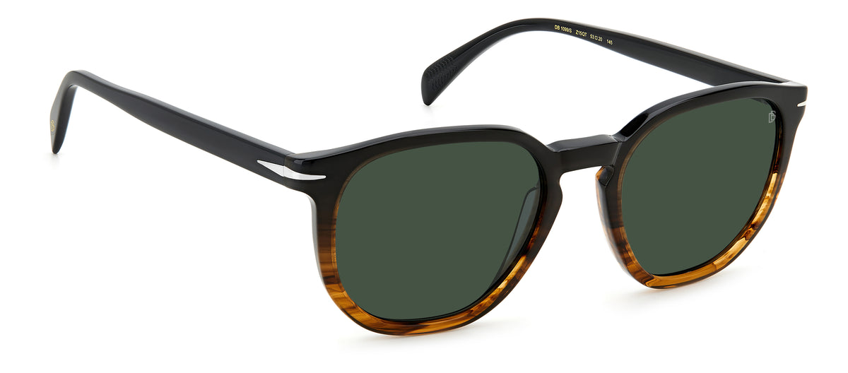 David Beckham DB 1099/S Brown Striped Havana/ Green Lens