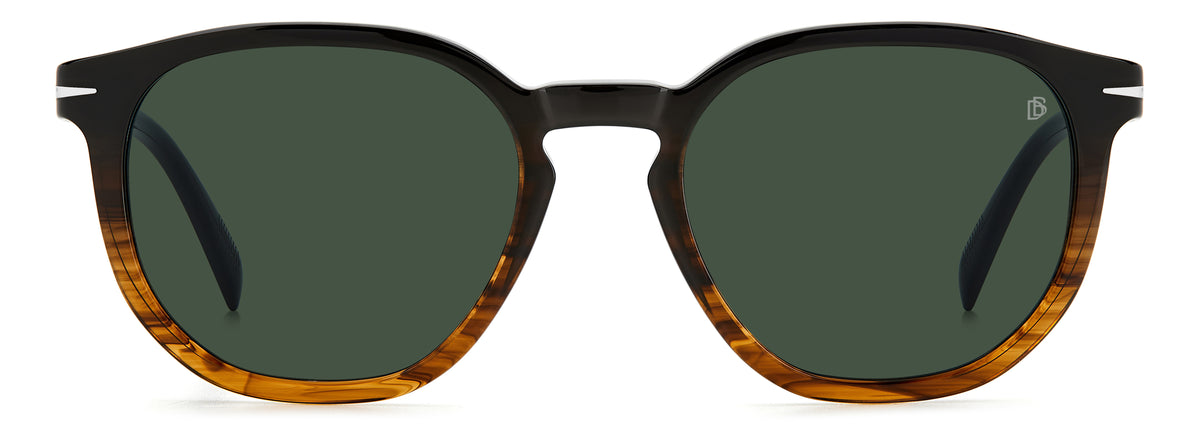 David Beckham DB 1099/S Brown Striped Havana/ Green Lens