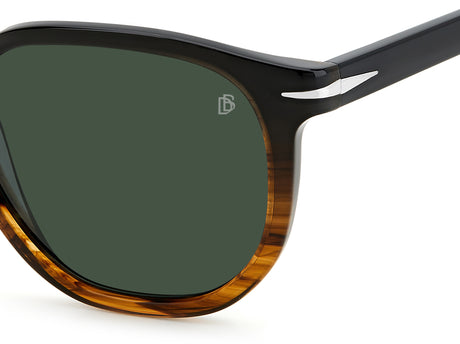 David Beckham DB 1099/S Brown Striped Havana/ Green Lens