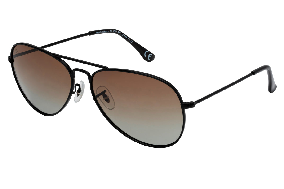 Prive Rivaux  Commando 2.0/S-61-003 Matte Black/ Brown Shaded Polarized