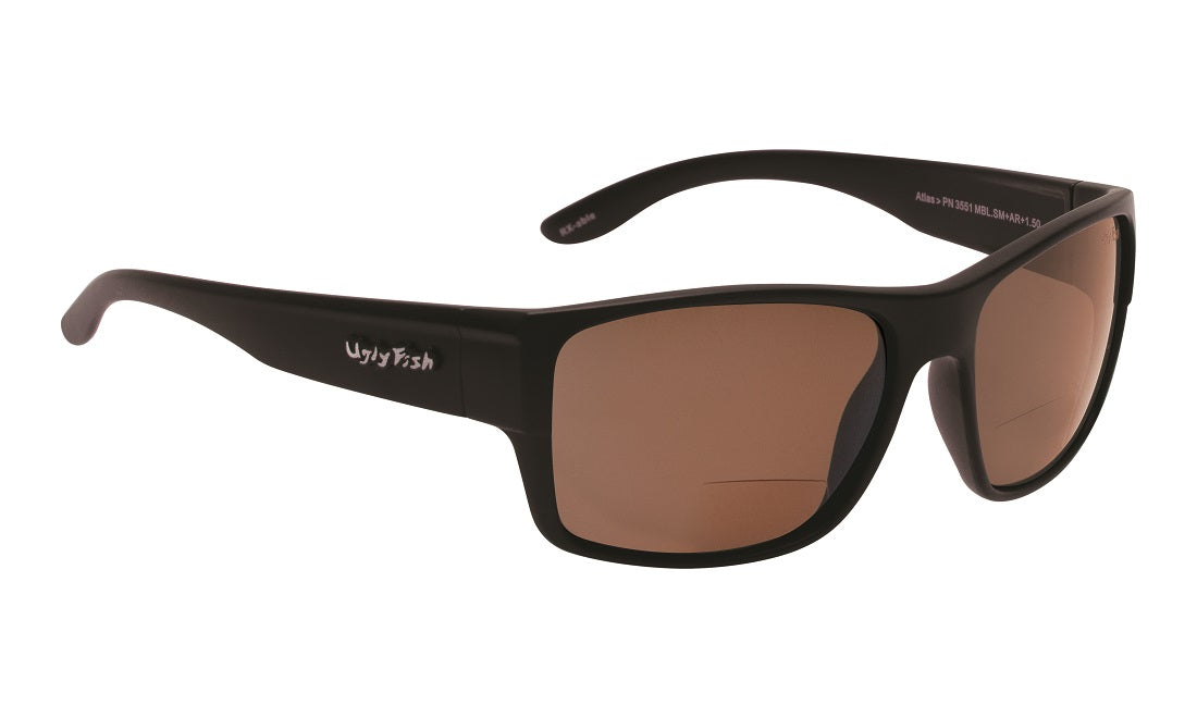 Ugly Fish Bifocal Polarised ATLAS BIFOCAL MBL.BR+AR+2.00 Matt Black Frame/ Brown Lens - Blue Star Eyewear