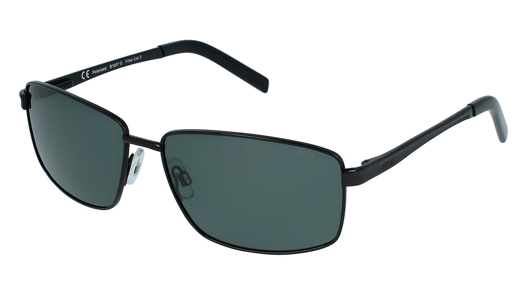 INVU Ultra Polarised Sunglasses  -  B1607G Matt Black w/  Solid Green