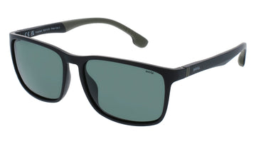 INVU Ultra Polarised Sunglasses  -  B2310B Matt Black/Rubb. Olive w/  Solid Green