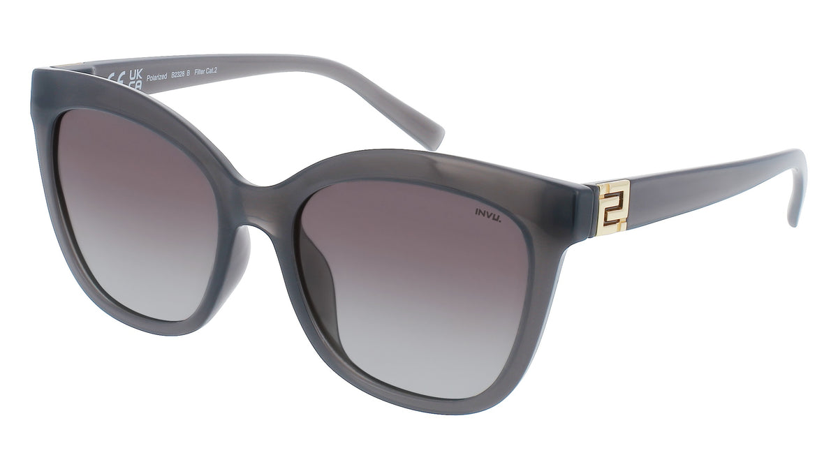 INVU Ultra Polarised Sunglasses  -  B2328B Milky Grey w/  Gradient Green
