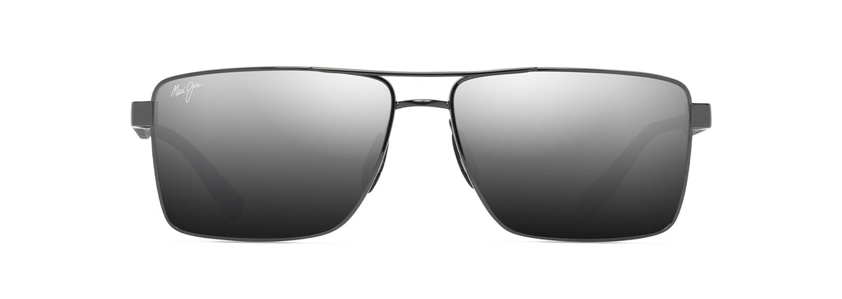 Maui Jim Piha DSB621-02 Shiny Gunmetal w/Black/ Dual Mirror Silver to Black