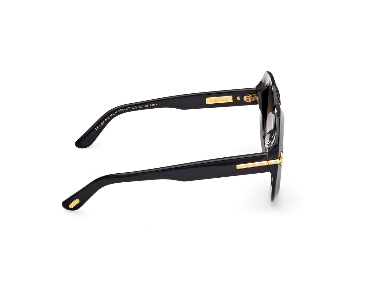 Tom Ford FT123701B53 shiny black  / gradient smoke