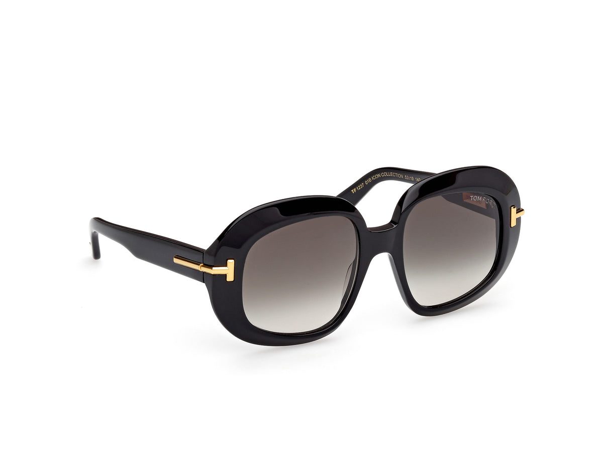 Tom Ford FT123701B53 shiny black  / gradient smoke