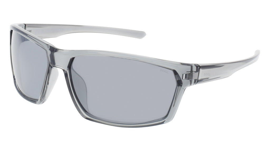 INVU Ultra Polarised Sunglasses  -  IA22408B Transparent Grey w/  Mirror Silver on Smoke