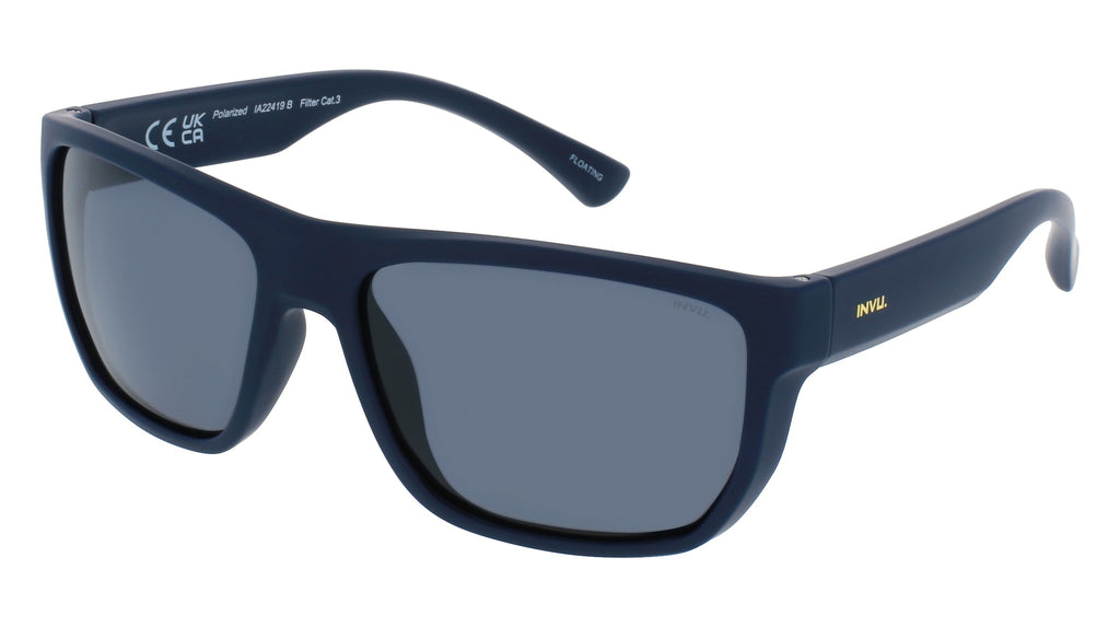 INVU Ultra Polarised Sunglasses  -  IA22419B Matt Navy  w/  Solid Grey